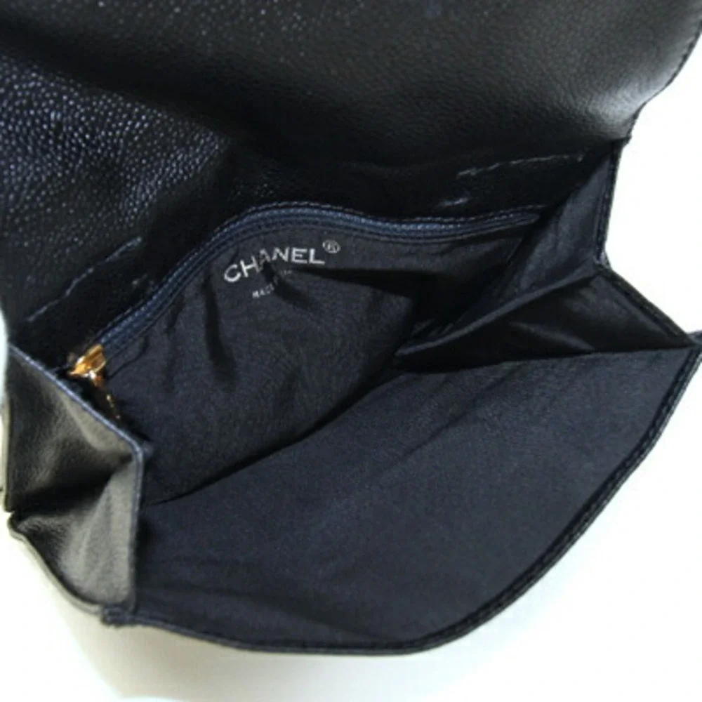 CHANEL Black Caviar Leather Logo Shoulder Bag - Picture 3 of 10